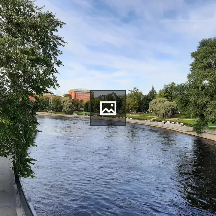 Tampere lake, building, and trees