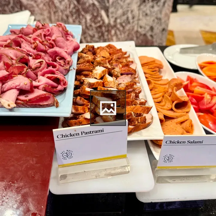 Buffet display with sliced meats