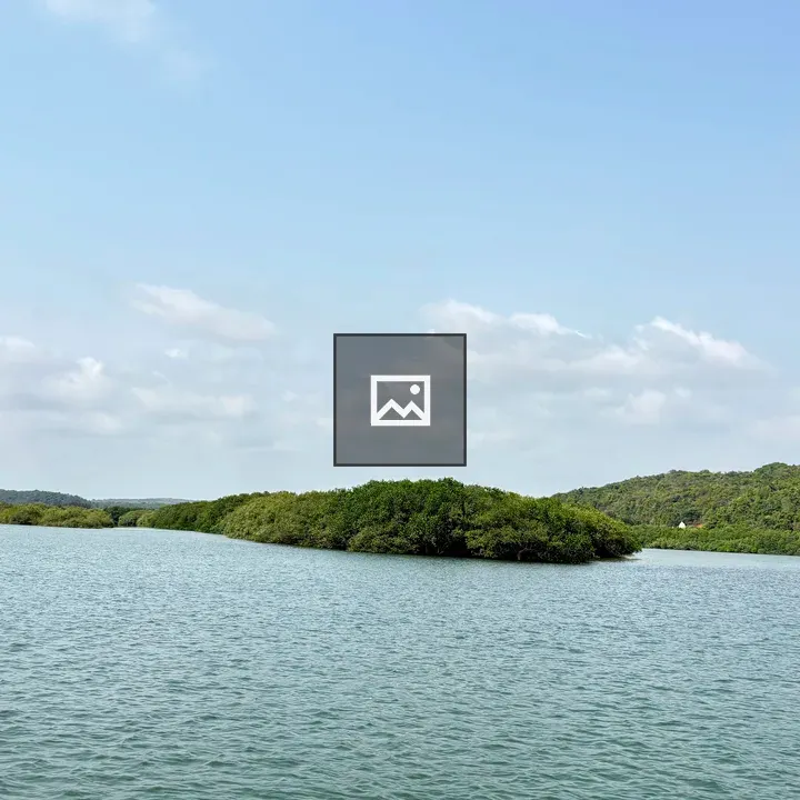 Calm water with island and hills