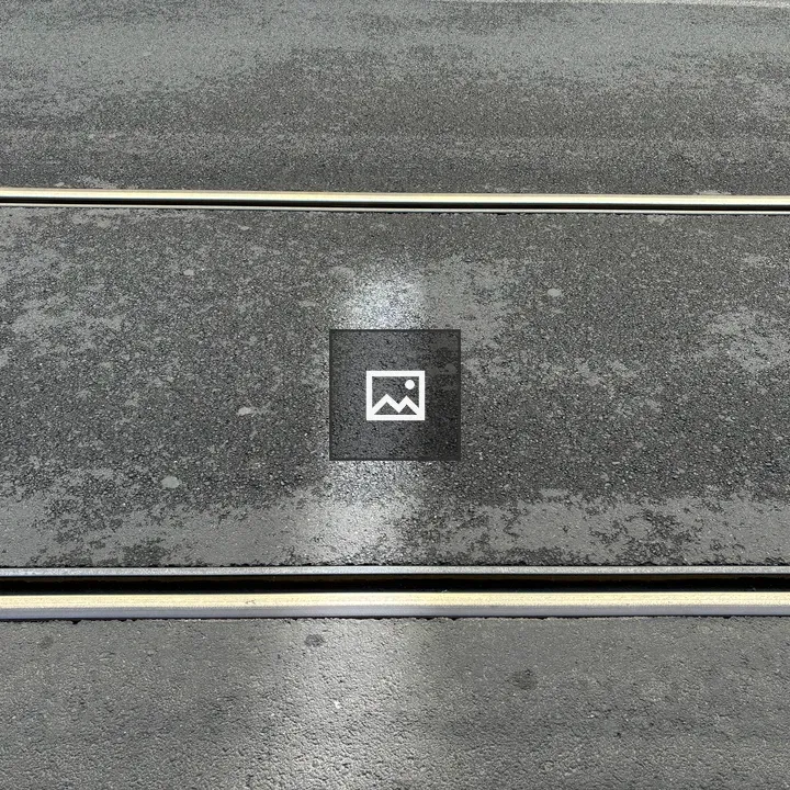 City trolley tracks in street