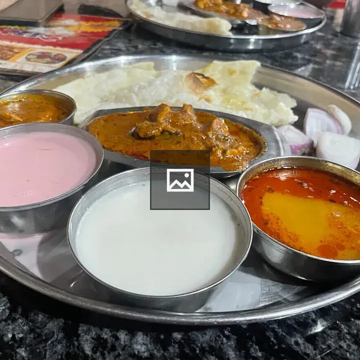 Metal Tray of Indian Dishes
