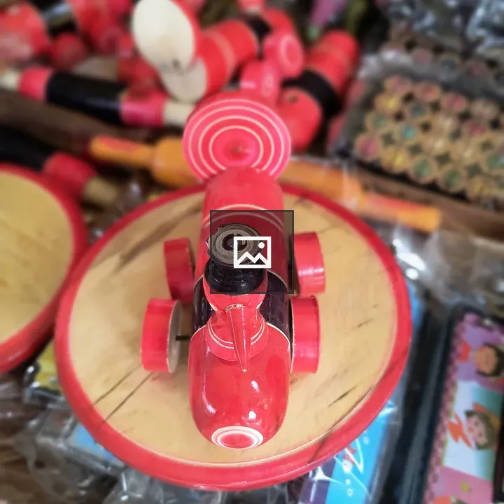 Red toy helicopter close-up