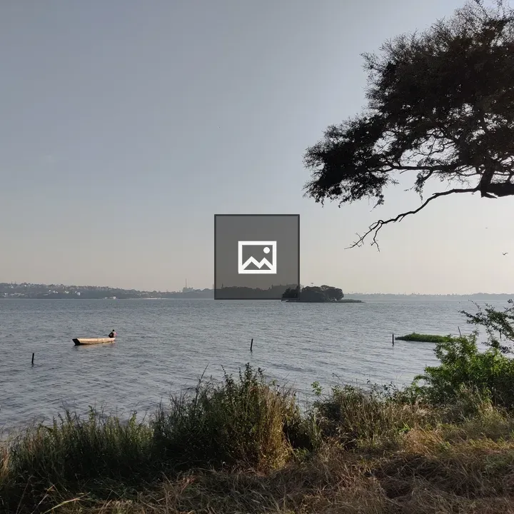 Fisherman on lake bank