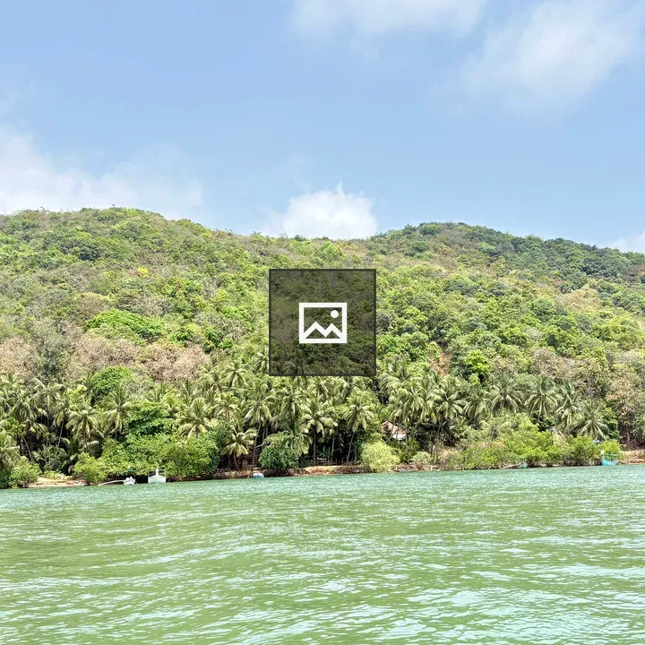 Scenic hill forest by river