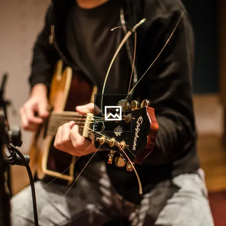 Recording session with acoustic Epiphone guitar