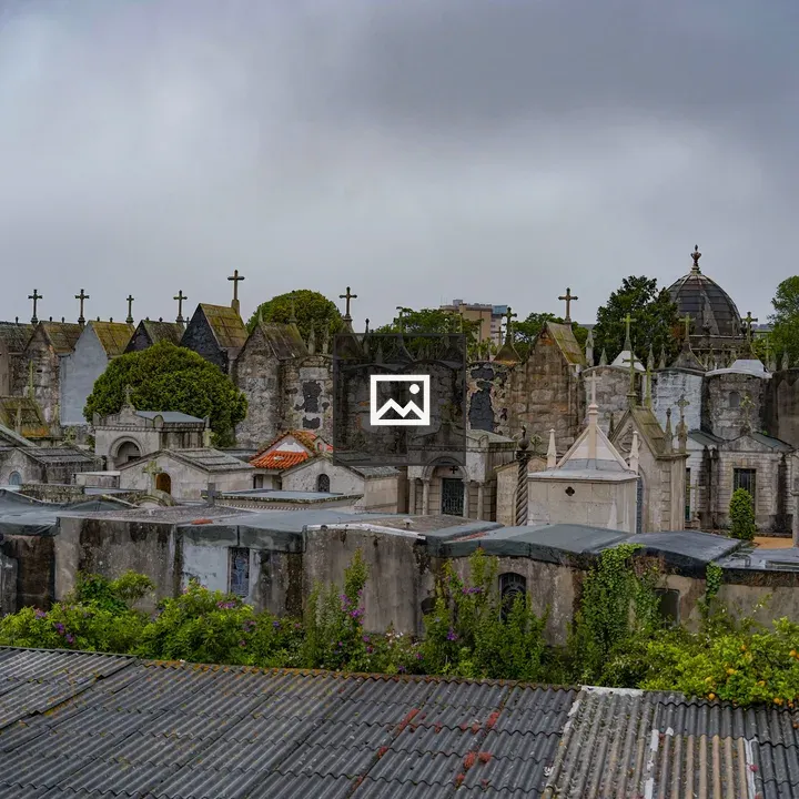 Cemetery in Porto with tombs and crosses