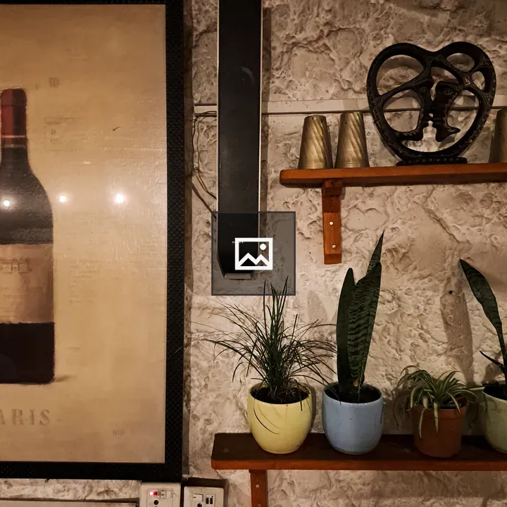 Cozy interior wall with plants and poster