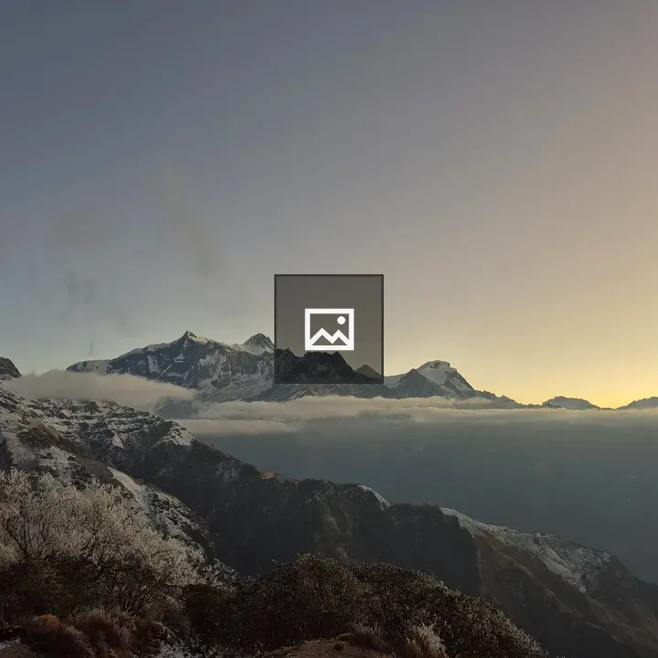 Snowy mountains at twilight