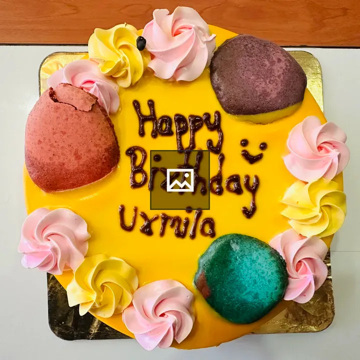 Birthday cake with yellow topping