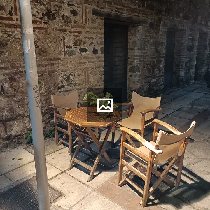Cafe table near market in Thessaloniki