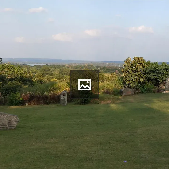 Scenic landscape with stone sculptures