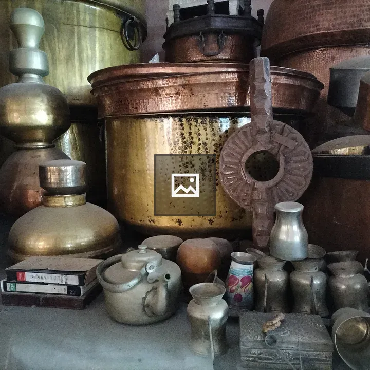 Village kitchen utensils on display