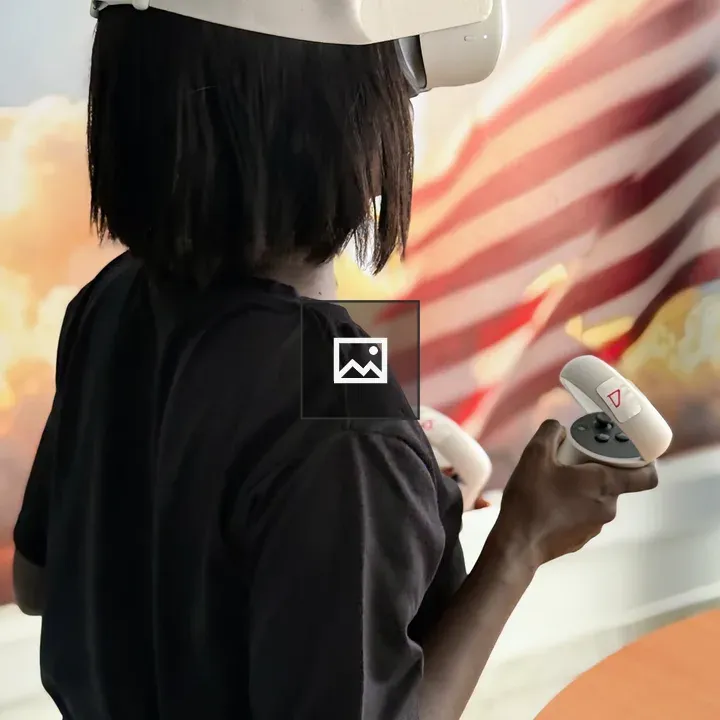 African woman with VR headset