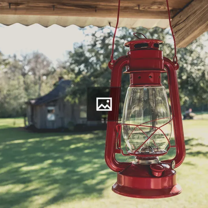 Red lantern on historic home