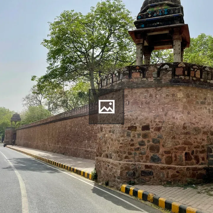 Stone fort wall with domed chhatri