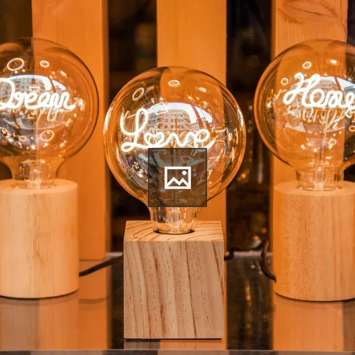 Creative light bulbs with words