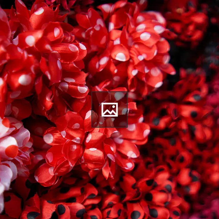 Close-up Red Polka Dot Fabric Flowers