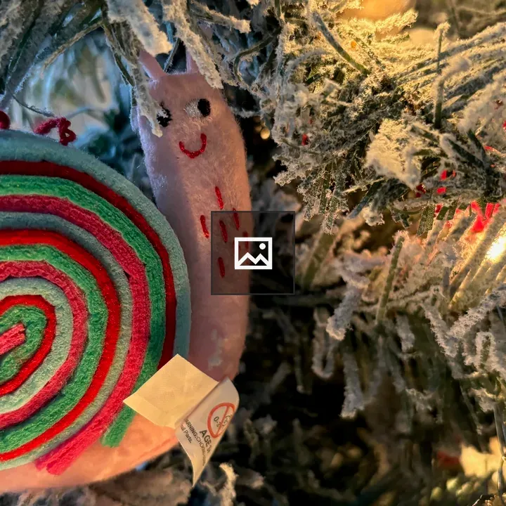 Closeup Ornament snail Christmas tree