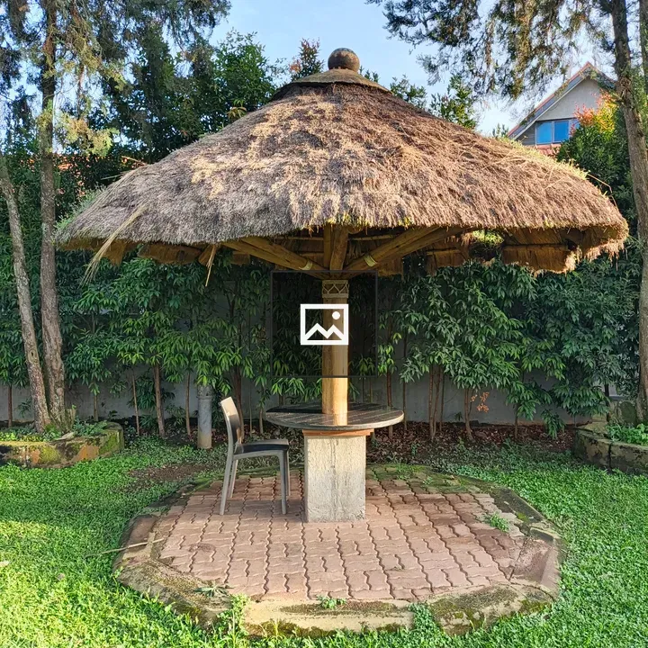 Thatched Gazebo in Garden