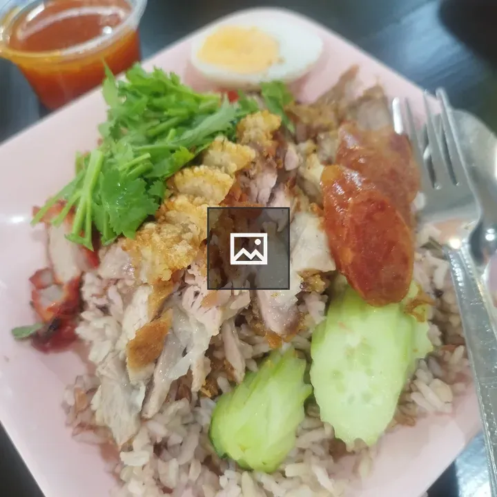 Crispy pork with rice dish