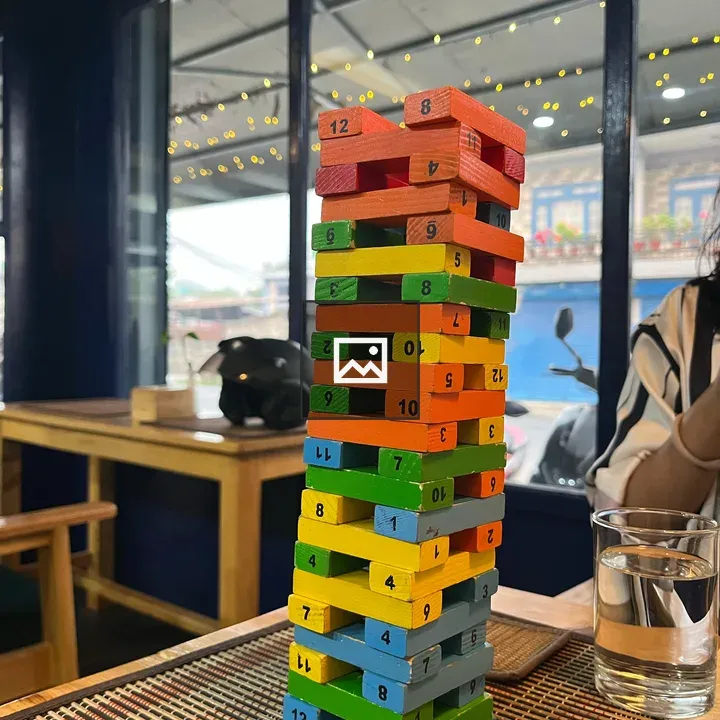 Tall colorful block tower