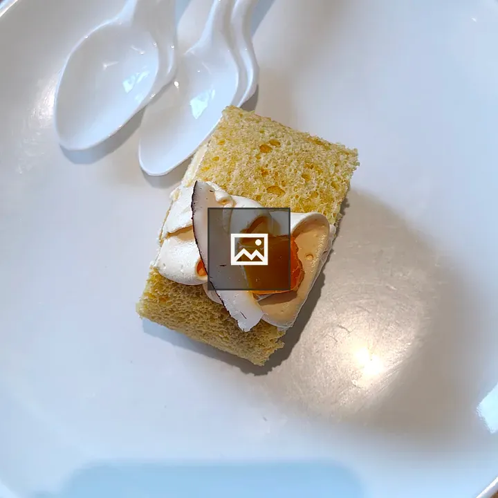 Yellow sponge cake on plate