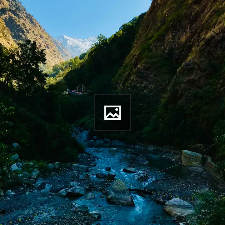 Valley River Across Mountains