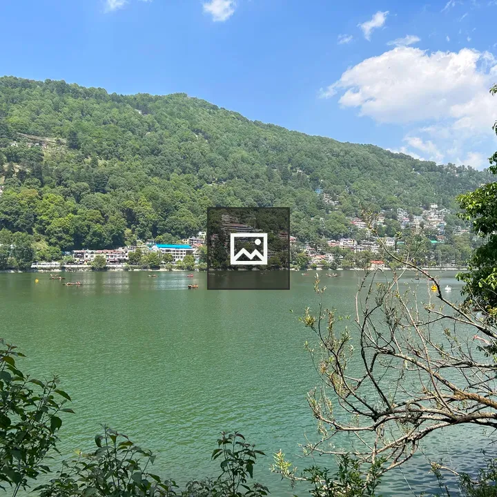 Lake view with boats and hills