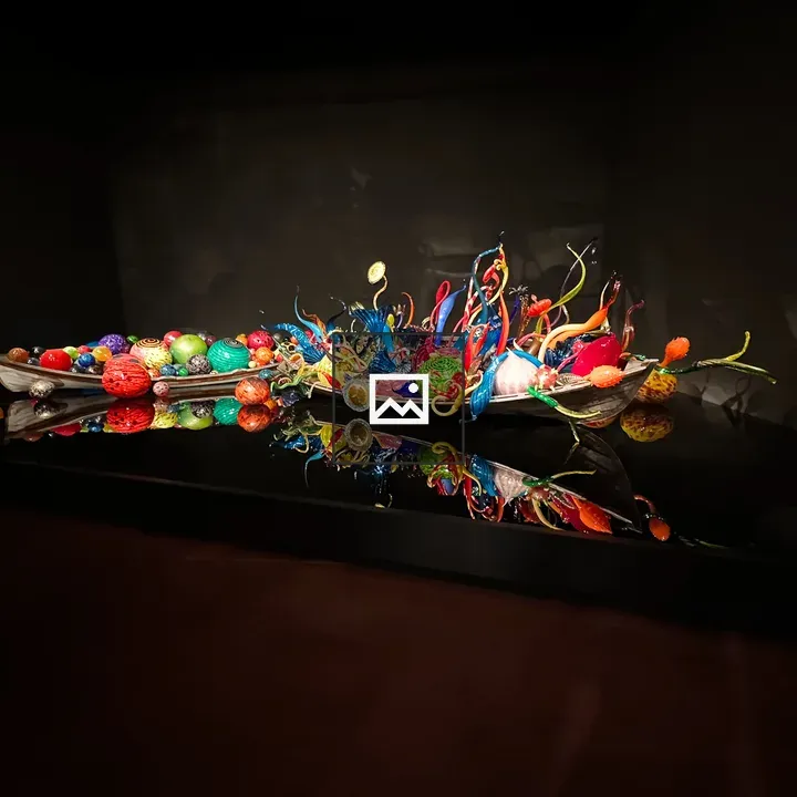 Rainbow blown glass art in Chihuly style