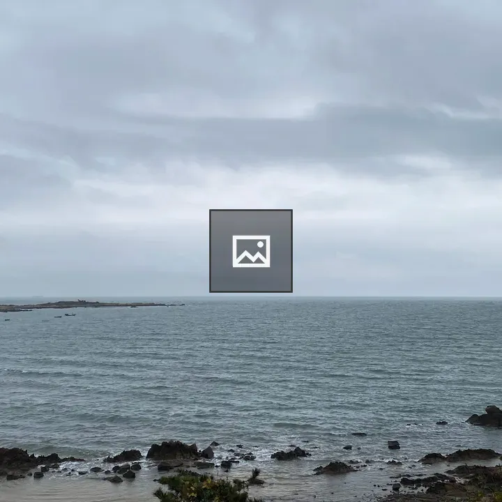 Endless coastline on a rainy day