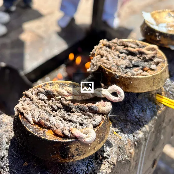 Oil lamps on stone surface