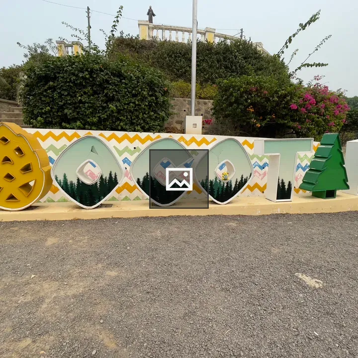 Colorful sign with trees motif