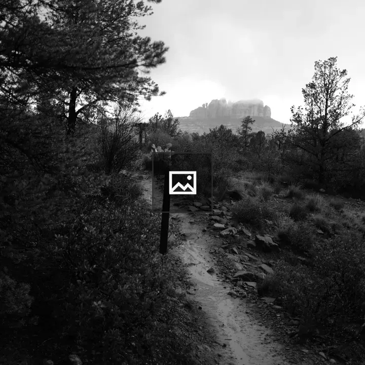 Black and white rocky trail up the hill
