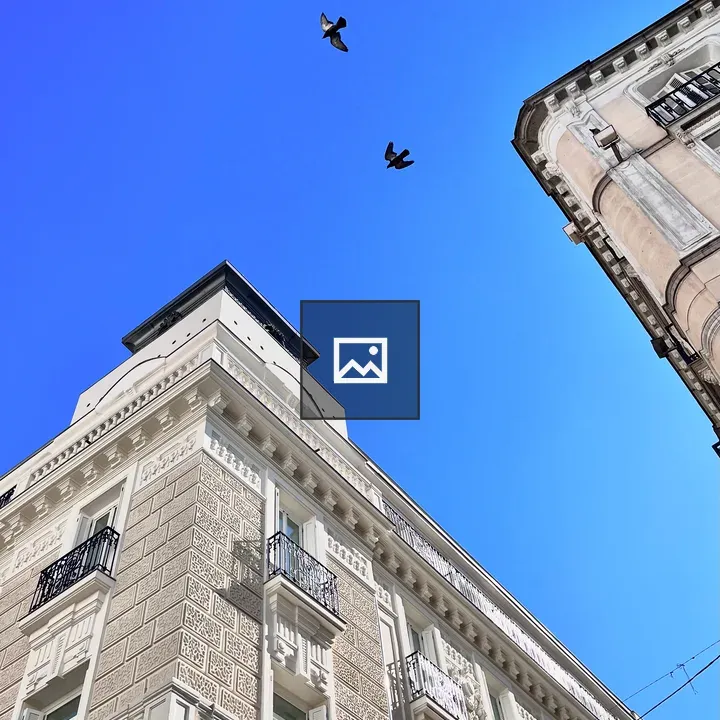 Low-angle view of European buildings