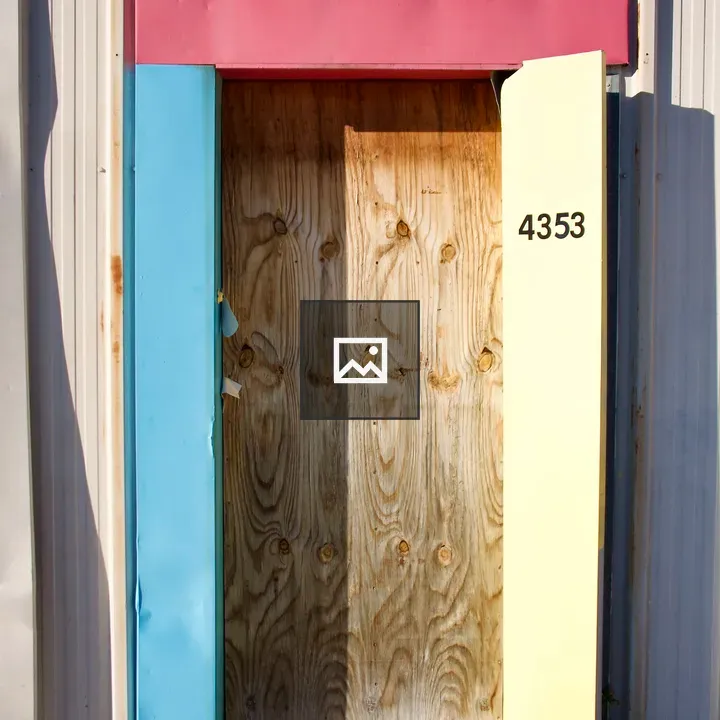 Colorful boarded up doorway