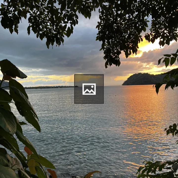 Seascape at Sunset with Foliage
