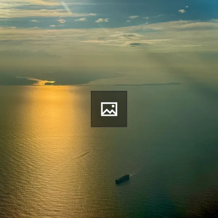 Cargo ship at sunset