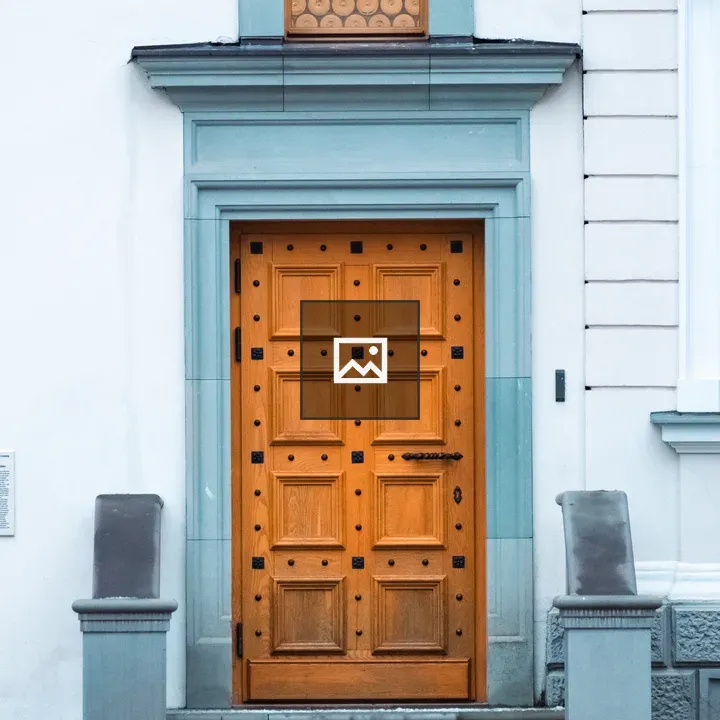 Wooden door with orange hue