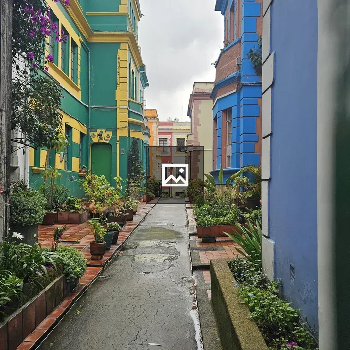 Narrow street with colorful houses