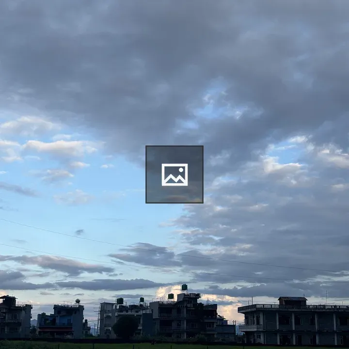 Landscape with rice field and buildings