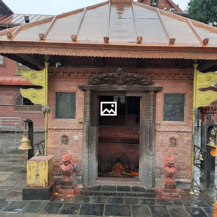 Temple with Pitched Roof and Lions