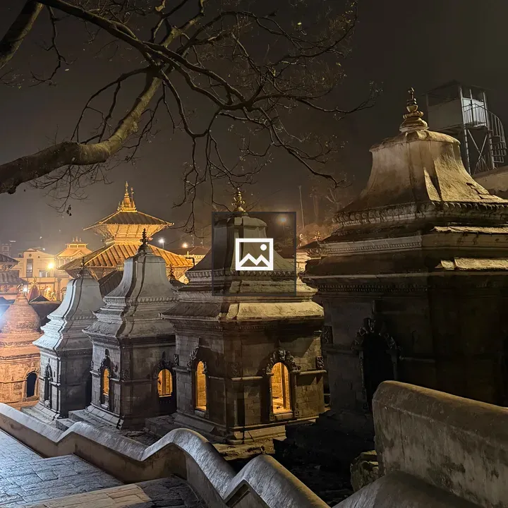 Night Temples with Cobblestone Path
