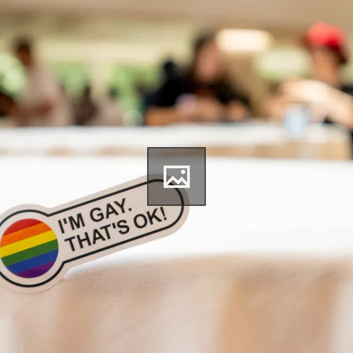 Sticker on White Tablecloth