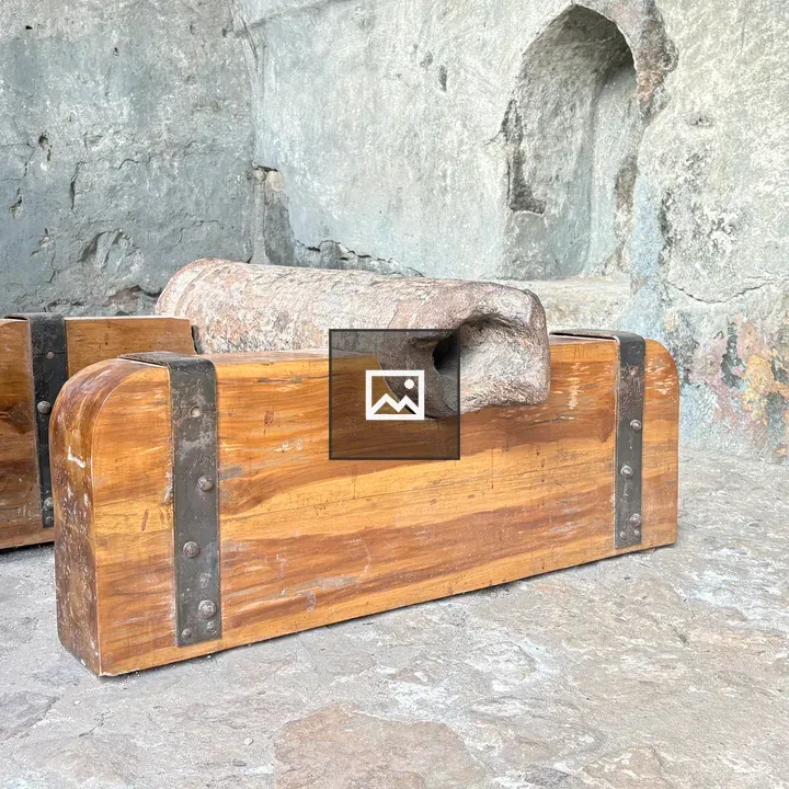 Wooden Crate Structure with Stone Artifact