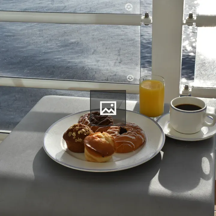 Breakfast pastries on cruise ship balcony