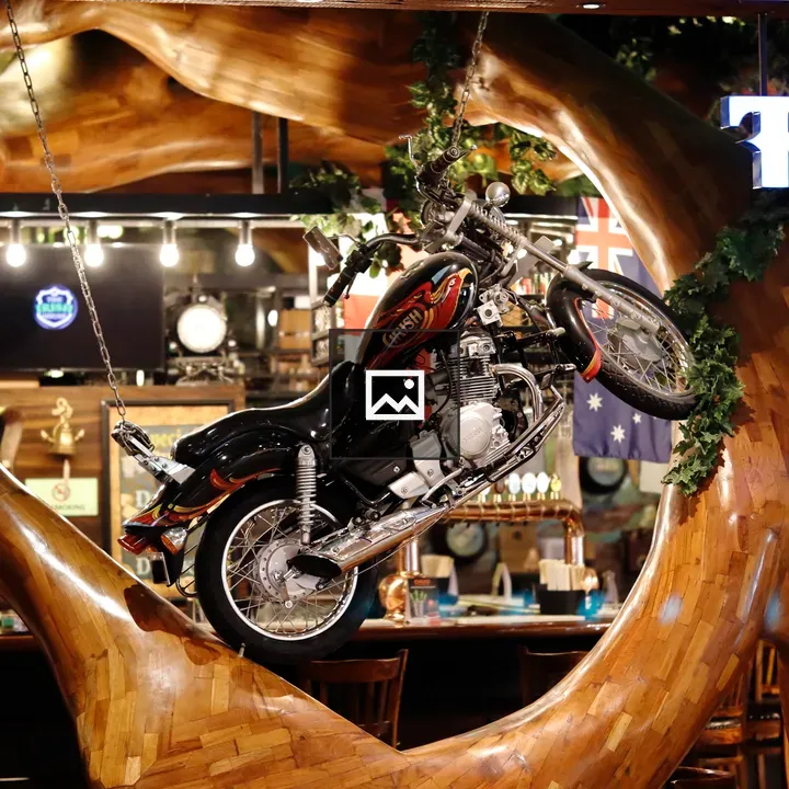 Motorcycle on Wooden Structure