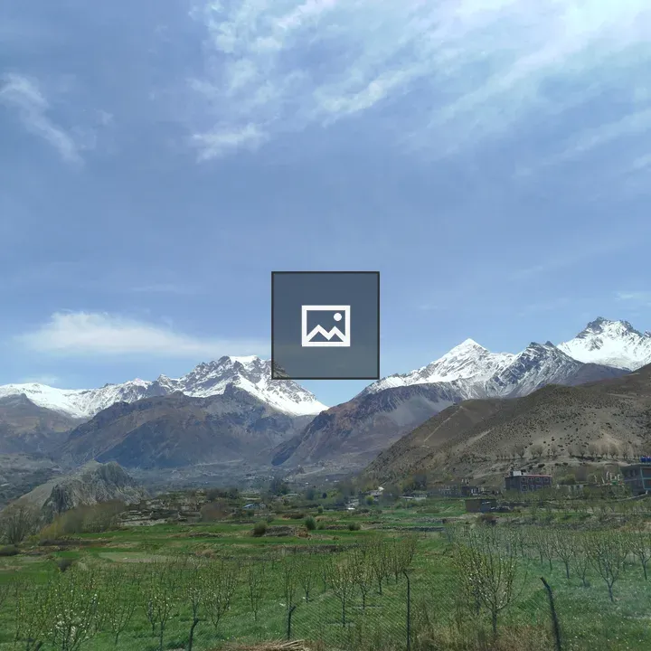 Mustang Landscape with Snow Mountains