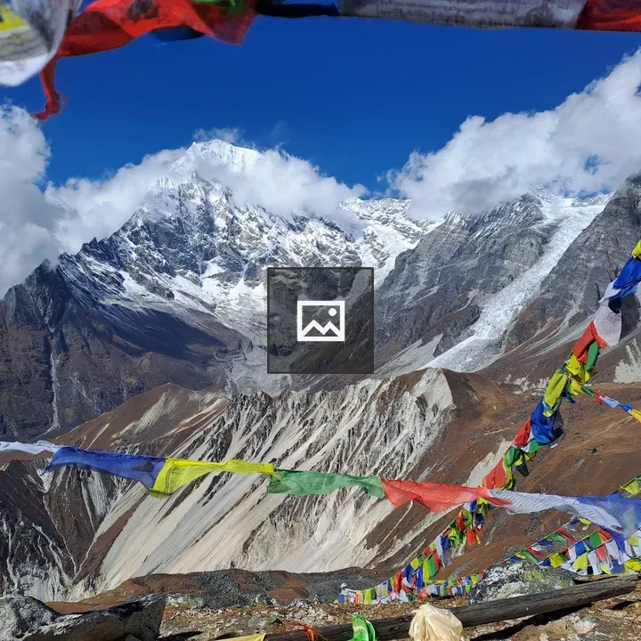 Himalayan landscape with snow-capped slopes