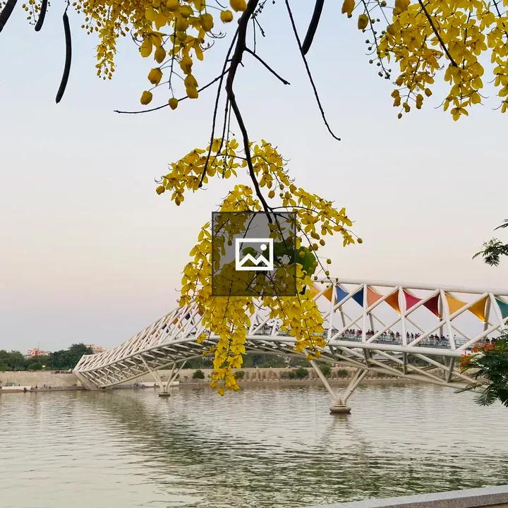 Walking bridge with geometric patterns