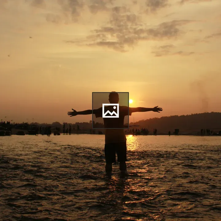 Man in Water with Arms Outstretched
